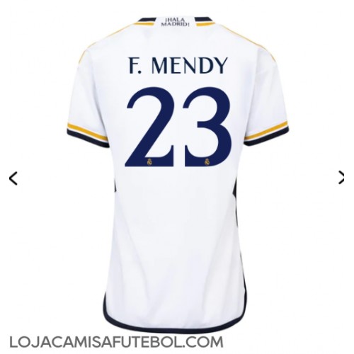 Camisa de Futebol Real Madrid Ferland Mendy #23 Equipamento Principal Mulheres 2023-24 Manga Curta